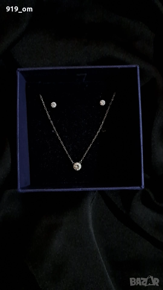 Оригинален комплект Swarovski - колие и обеци с кристали., снимка 1