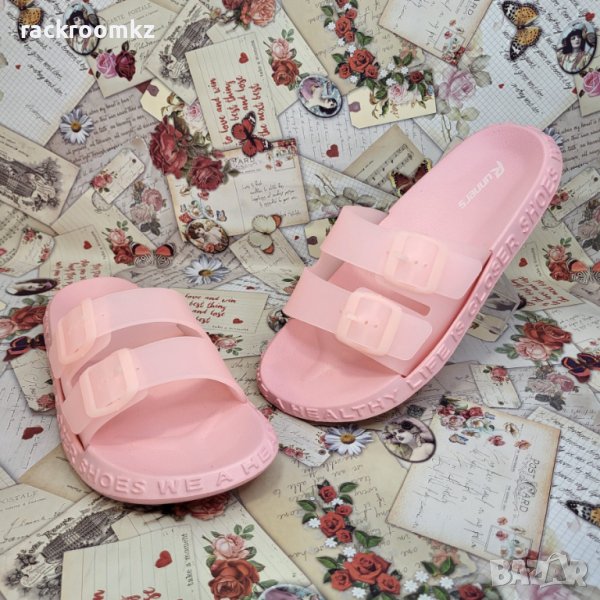 Дамски чехли с катарами за регулиране на ширината в розов цвят, снимка 1