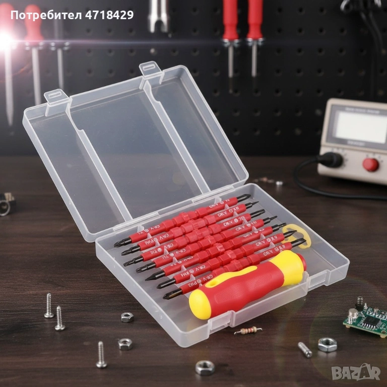 Професионален комплект двустранни изолирани отвертки с дръжка - 14в1, снимка 1