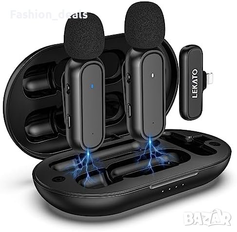 Нов Безжичен Двоен микрофон с калъф за iPhone iPad Айпад Видеозапис, снимка 1