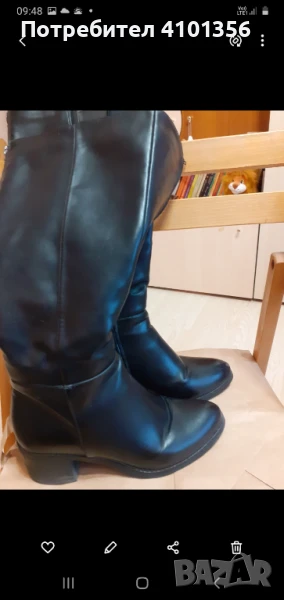 Продавам черни кожени ботуши, запазени , снимка 1