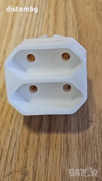 Разклонител с 2 гнезда за плосък щепсел 2х2Р/II, 5A, 250V, снимка 1