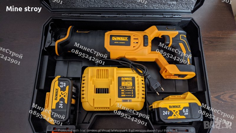 Акумулаторен Саблен Трион DeWALT 24V 6Ah Прав Трион Девалт TSTAK куфар, снимка 1
