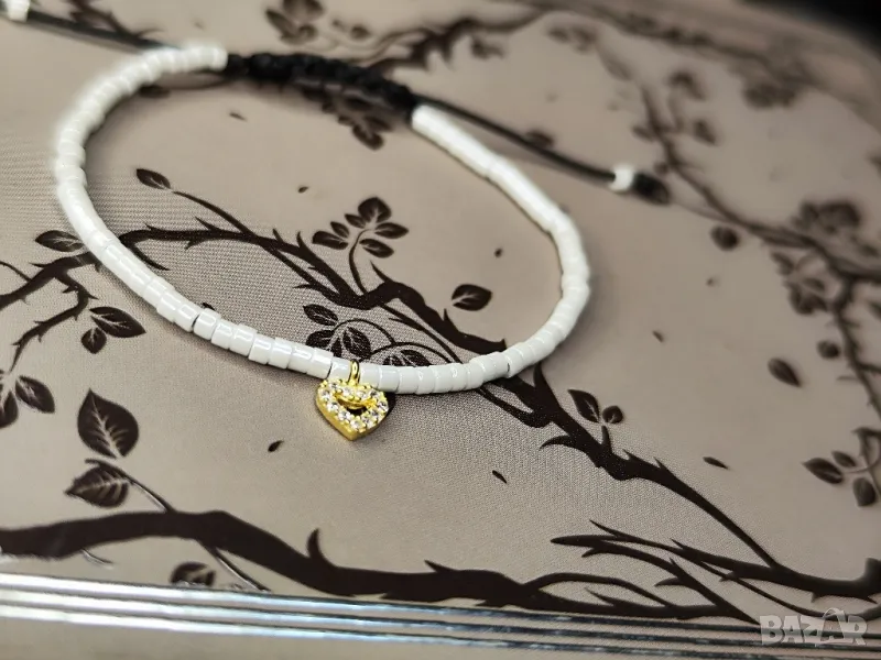 Дамска гривна със сребърно сърце със златно покритие , снимка 1