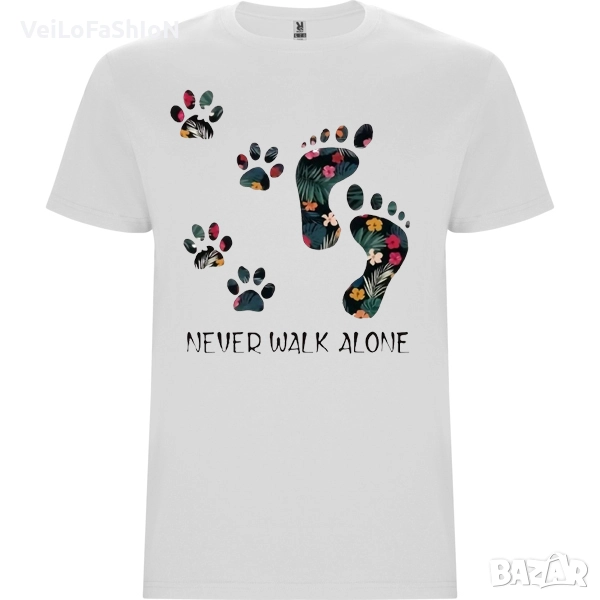 Нова мъжка тениска Never Walk Alone в бял цвят , снимка 1