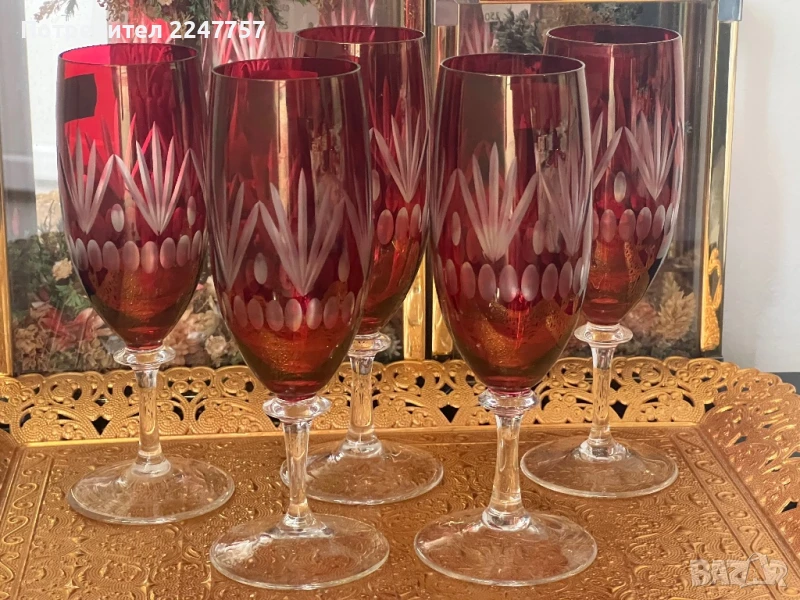 Кристални чаши рубин , снимка 1