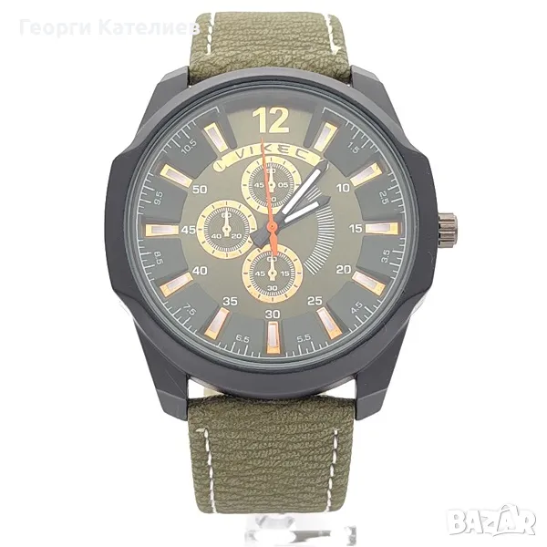 Мъжки часовник с кожена каишка в зелено Код на продукта:B-01-104, снимка 1