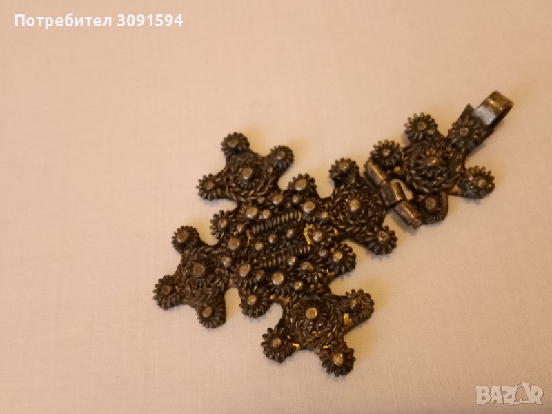 Етиопски православен коптски кръст на панти, античен ръчно изработен християнски медальон, снимка 1