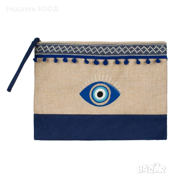  Плетен плажен несесер, Бежов, 32x22 см., снимка 1