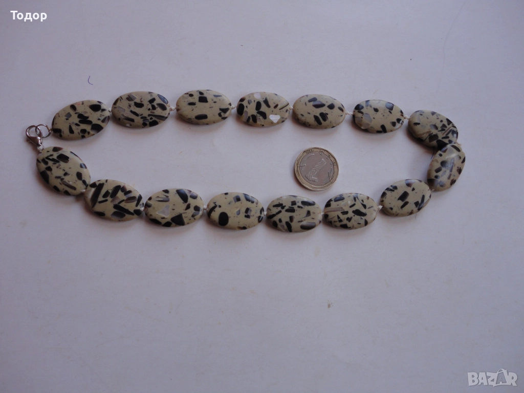 Невероятно колие гердан естествени камъни далматински яспис, снимка 1