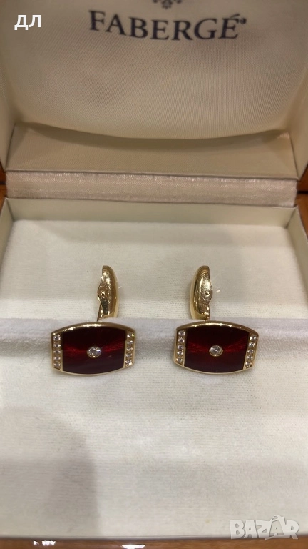 Златни мъжки маншети Фаберже с диаманти, снимка 1