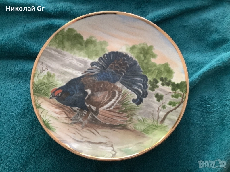 Стенна чиния порцелан произведено в Германия диаметър 19 см  ръчно рисувани, снимка 1