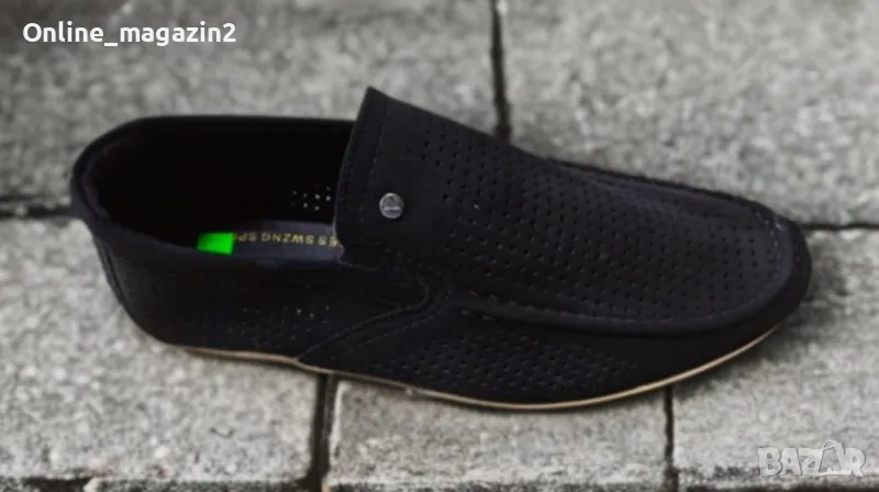 Официални мъжки обувки с дупки, без връзки, снимка 1