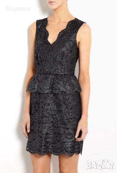 НАМАЛЕНА - DKNY нова рокля от дантела с пеплум в талията, снимка 1