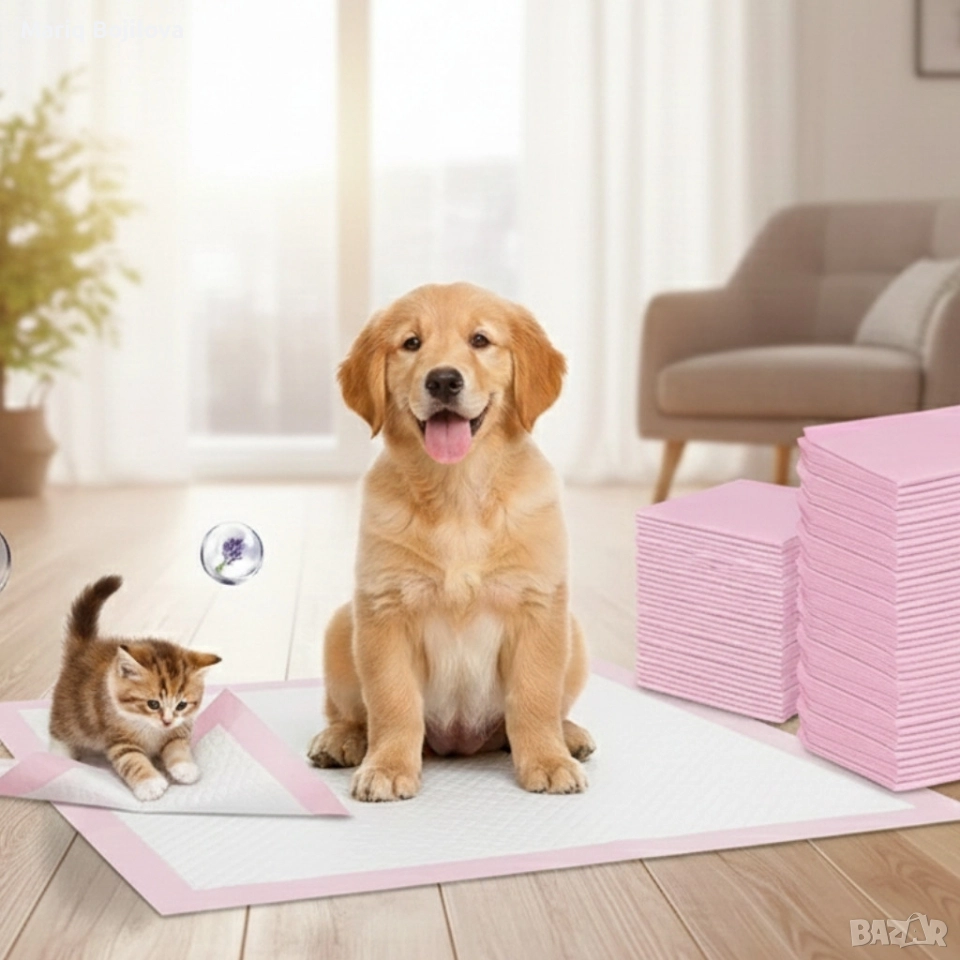 Хигиенни подложки за кучета и котки 60×90 см – Дебели абсорбиращи постелки, 50 бр. в пакет, снимка 1