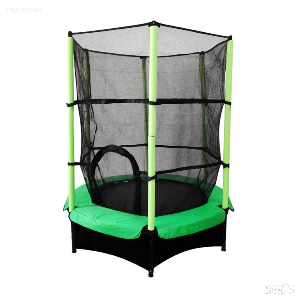 Мини батут с мрежа за безопасност – Компактен и забавен избор за деца., снимка 1