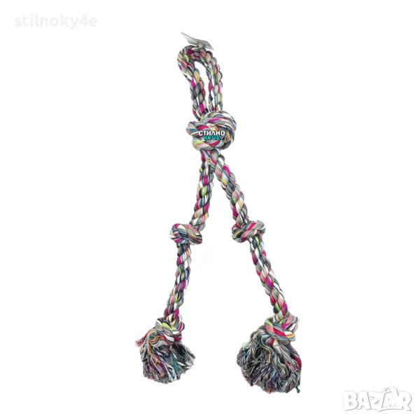 Въже с пет възела за средни и едри породи кучета Въже за куче Въжена играчка за голямо куче, снимка 1
