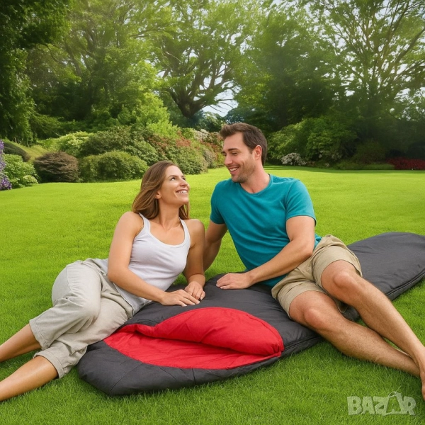 Лек летен спален чувал Living & Garden в син и червен цвят, снимка 1
