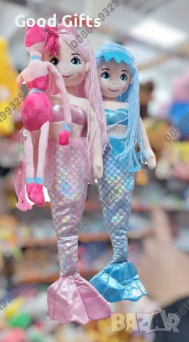 Голяма кукла Русалка, 80см Розова/синя , Голяма плюшена кукла Русалка, снимка 4 - Плюшени играчки - 48201348