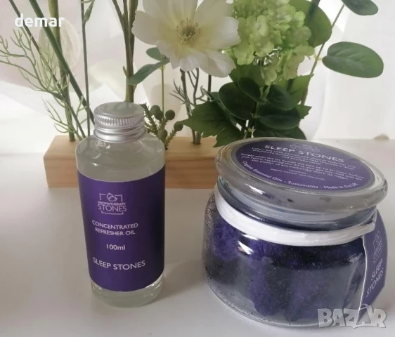 Подаръчен комплект камъни за сън, Лава камък, влят с лавандула и лайка, освежаващо масло 100 мл, снимка 11 - Други стоки за дома - 50949070