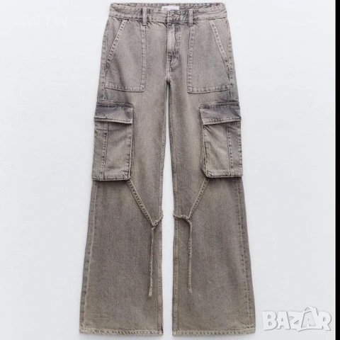 Zara карго сиви дънки, снимка 3 - Дънки - 53401495