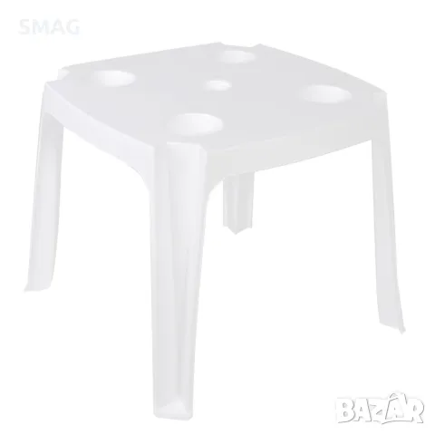 Бяла пластмасова маса с държач за чадър 44x44x39см S_1105920