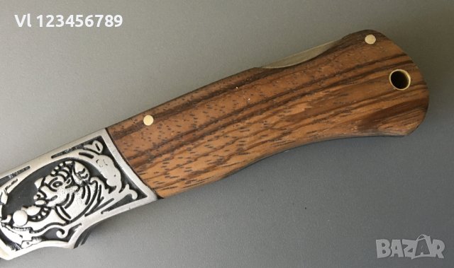 Руски сгъваем джобен нож с калъф ТИГР 90Х20 мм ,сталь 65х13 , снимка 3 - Ножове - 40810394