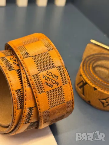 колани от естествена кожа в кутия louis vuitton 4см, снимка 2 - Колани - 50416727