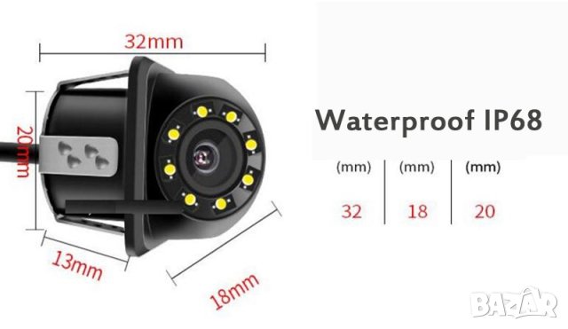Водоустойчиви Цветни Парктроник Камери за Автомобили За Задно Виждане IP66 Водоустойчивост -20 +80°C, снимка 3 - Аналогови камери - 36024795