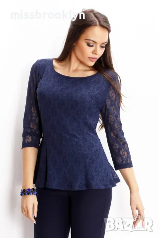 Тъмно синя дантелена туника арт.0748