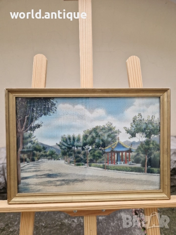 Чудесна антикварна китайска картина коприна автор , снимка 2 - Картини - 52019957