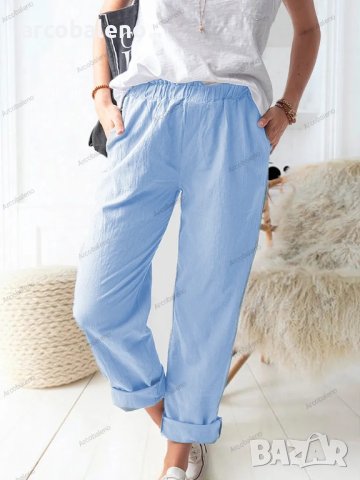 Нови дамски едноцветни ежедневни еластични прави панталони с висока талия, 9цвята - 023, снимка 6 - Панталони - 41249456