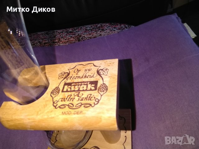 Мod dep маркова нова италианска чаша колба подаръчна с дървена стойка Н-240мм и фи 85 и 60мм, снимка 3 - Чаши - 42597581