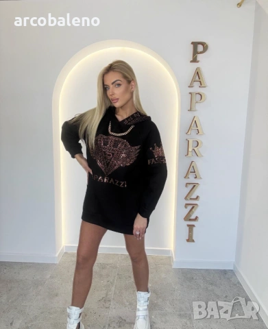 Стилна дамска рокля с качулка, снимка 2 - Рокли - 53627217