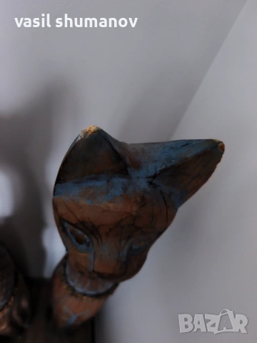 Две дървени старинни котки 80см, снимка 4 - Декорация за дома - 53476970