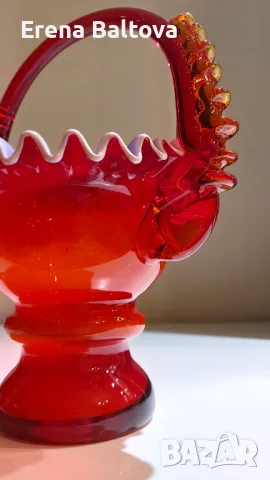🧡💛🌟❤‍🔥 Ваза  кошница Арт стъкло, снимка 4 - Вази - 47318849