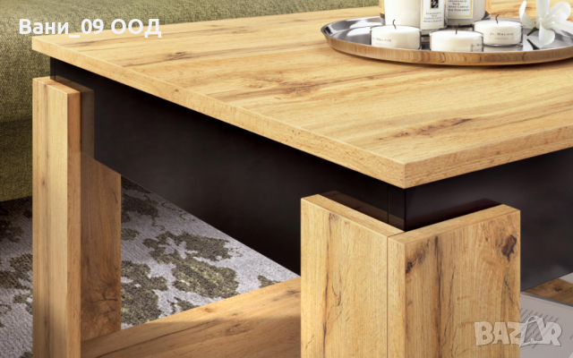 Холна масичка дъб вотан/черен мат, снимка 4 - Маси - 36322875