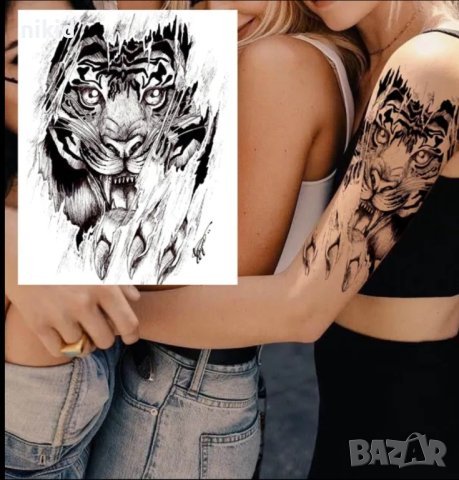 Тигър драскотина временна татуировка татос татус Tattoo