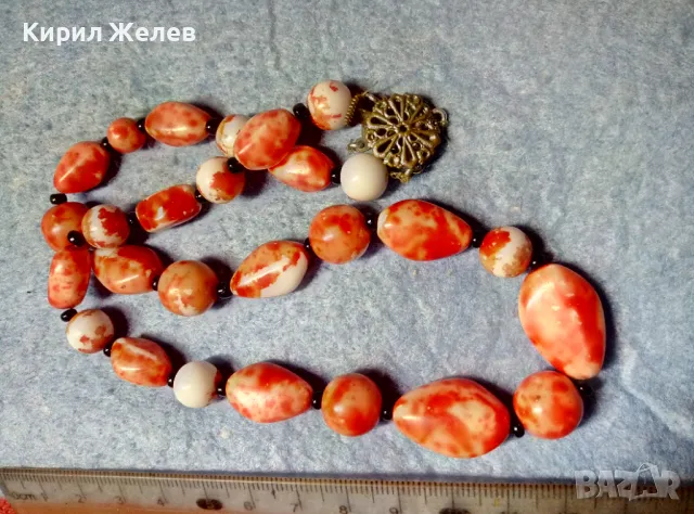 СТАР РЕТРО ГЕРДАН МЪНИСТЕНА ОГЪРЛИЦА с ПОЛУСКЪПОЦЕННИ КАМЪНИ и ФИЛИГРАННА БРОНЗОВА ЗАКОПЧАЛКА 28491, снимка 9 - Антикварни и старинни предмети - 47284249