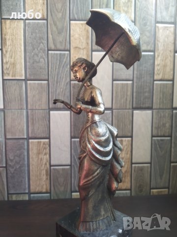 Бронзова Скулптура във Сребърно Покритие-Дамата със Чадъра 19 Век Испания , снимка 7 - Статуетки - 42112272