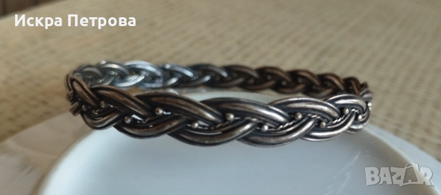 Стара оксидирана сребърна гривна, снимка 3 - Антикварни и старинни предмети - 53312947