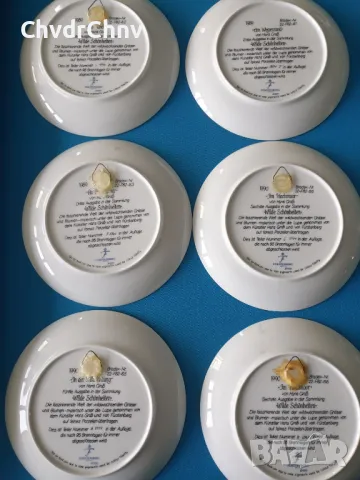 6бр Furstenberg Бавария немска колекционерска декоративна порцеланова чиния-картина/цветя, снимка 7 - Картини - 49231812