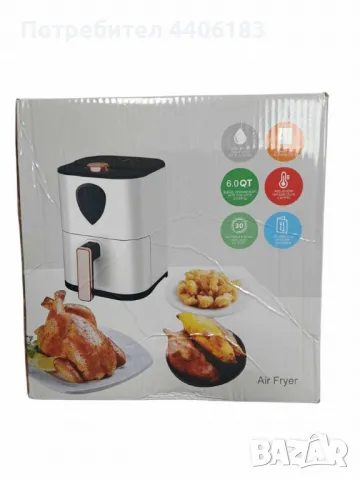 Иновативен Еър фрайър 6 литра за готвене без мазнина, снимка 5 - Други - 48699108