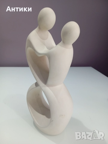 Голяма стара статуетка с влюбена двойка , снимка 7 - Декорация за дома - 52661479