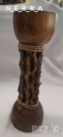 Дървен африкански свещник, снимка 2 - Декорация за дома - 52611829