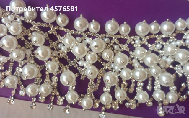 колие-чокър сребро перли камъни Сваровски сертификат, снимка 2 - Колиета, медальони, синджири - 53340136