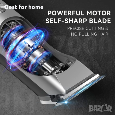 Тример за коса unibono с дисплей, за къса коса и плешива глава, за мустаци със зарядна станция, снимка 4 - Машинки за подстригване - 51796299