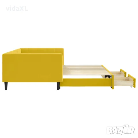 vidaXL Канапе с изтеглящо легло и чекмеджета жълто 100x200 см кадифе, снимка 4 - Спални и легла - 56146784
