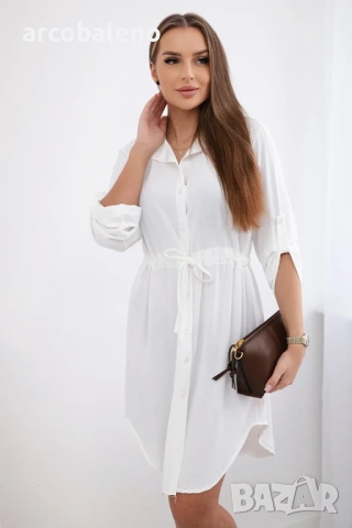 Дамска рокля с копчета и връзка на талията, 9цвята , снимка 7 - Рокли - 53479366