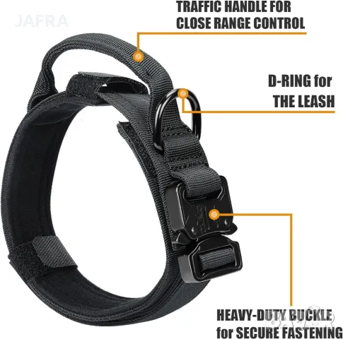 Тактически Нашийник за Куче с Дръжка и Еластичен Повод, Подарък  Велкро Нашивка, снимка 7 - За кучета - 48683640